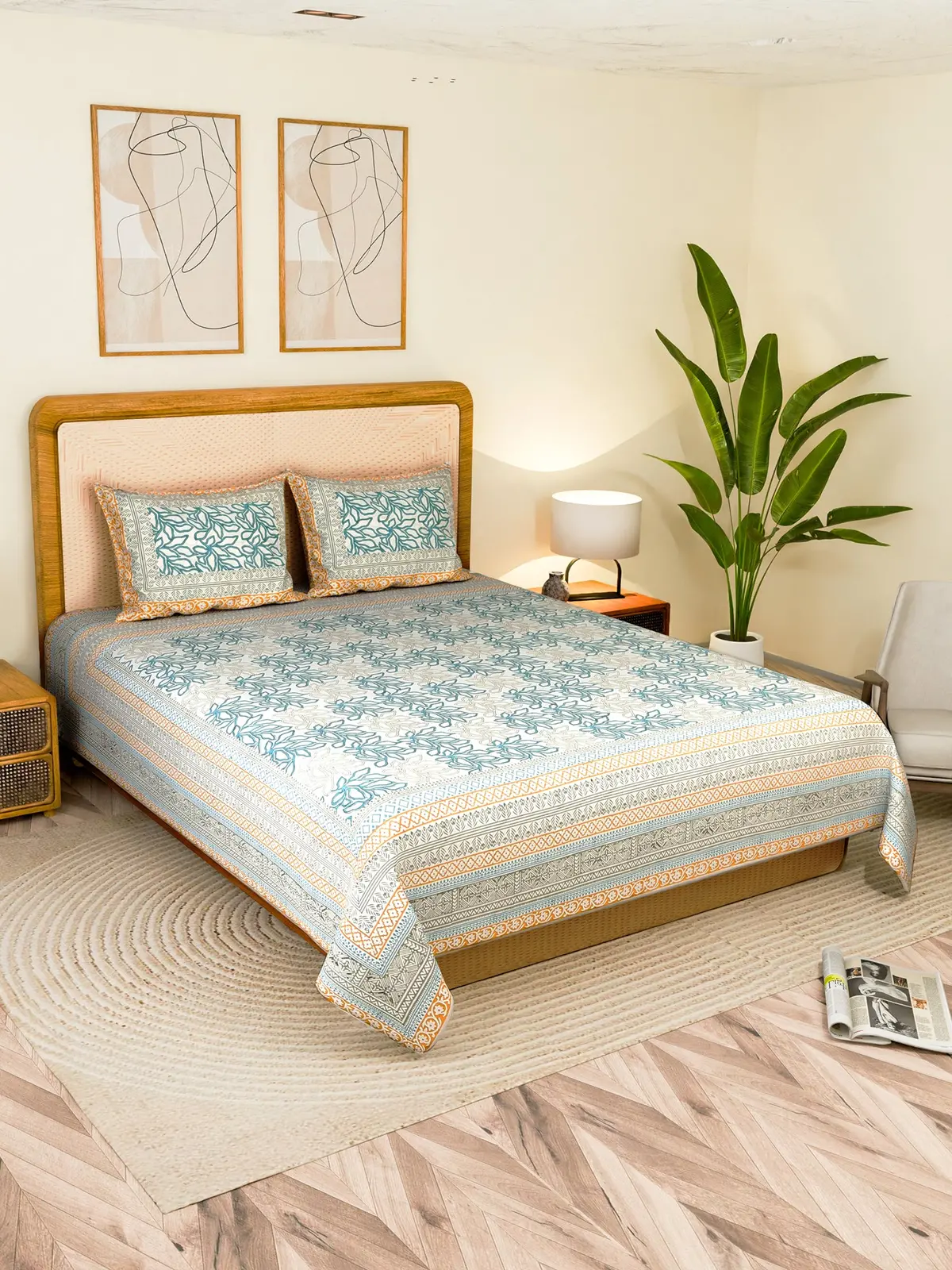 Dozora Cotton Printed Double Bedsheet With Pillow 1