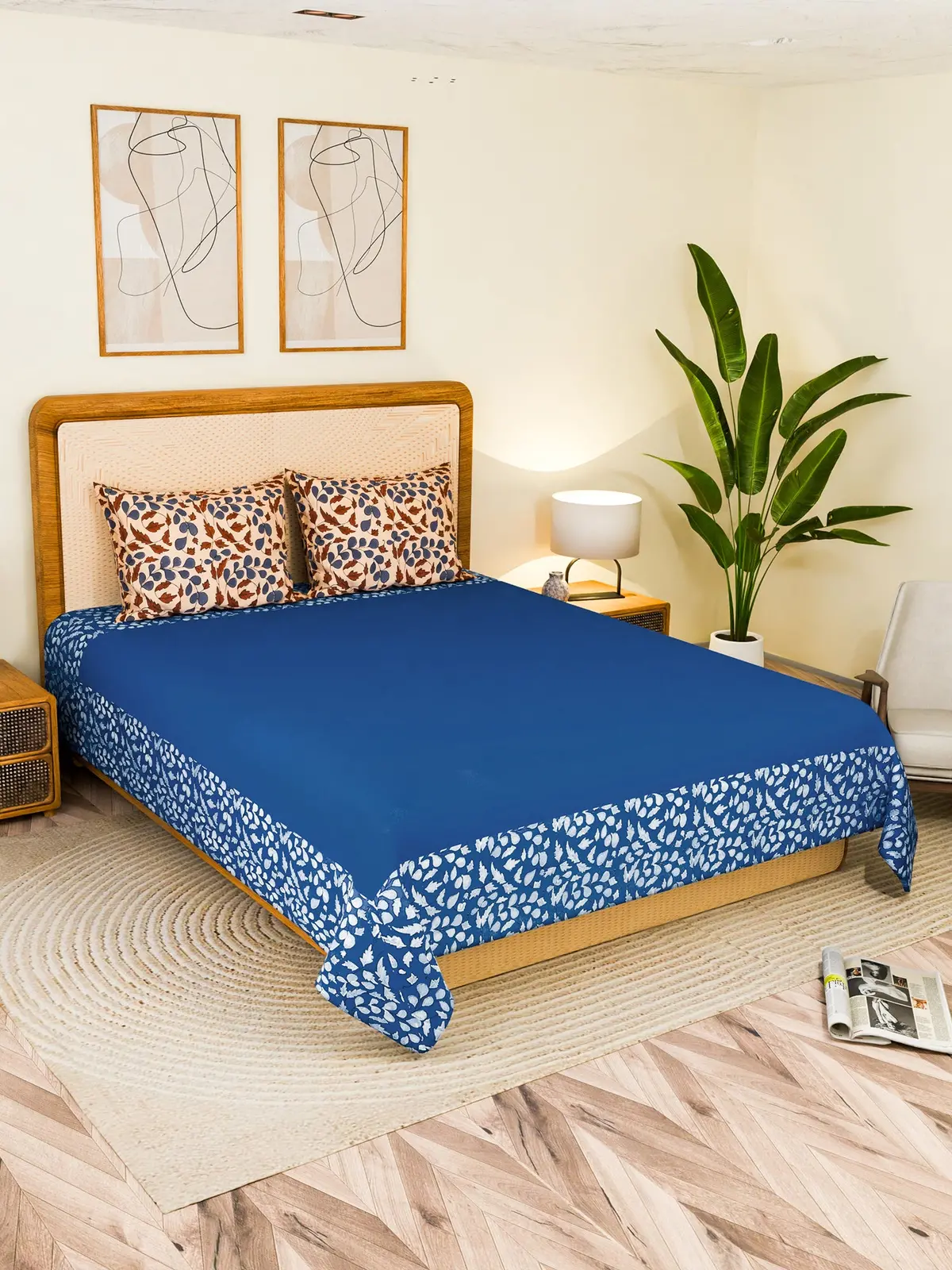 Sleekrest Cotton Printed Double Bedsheet With Pillow 1