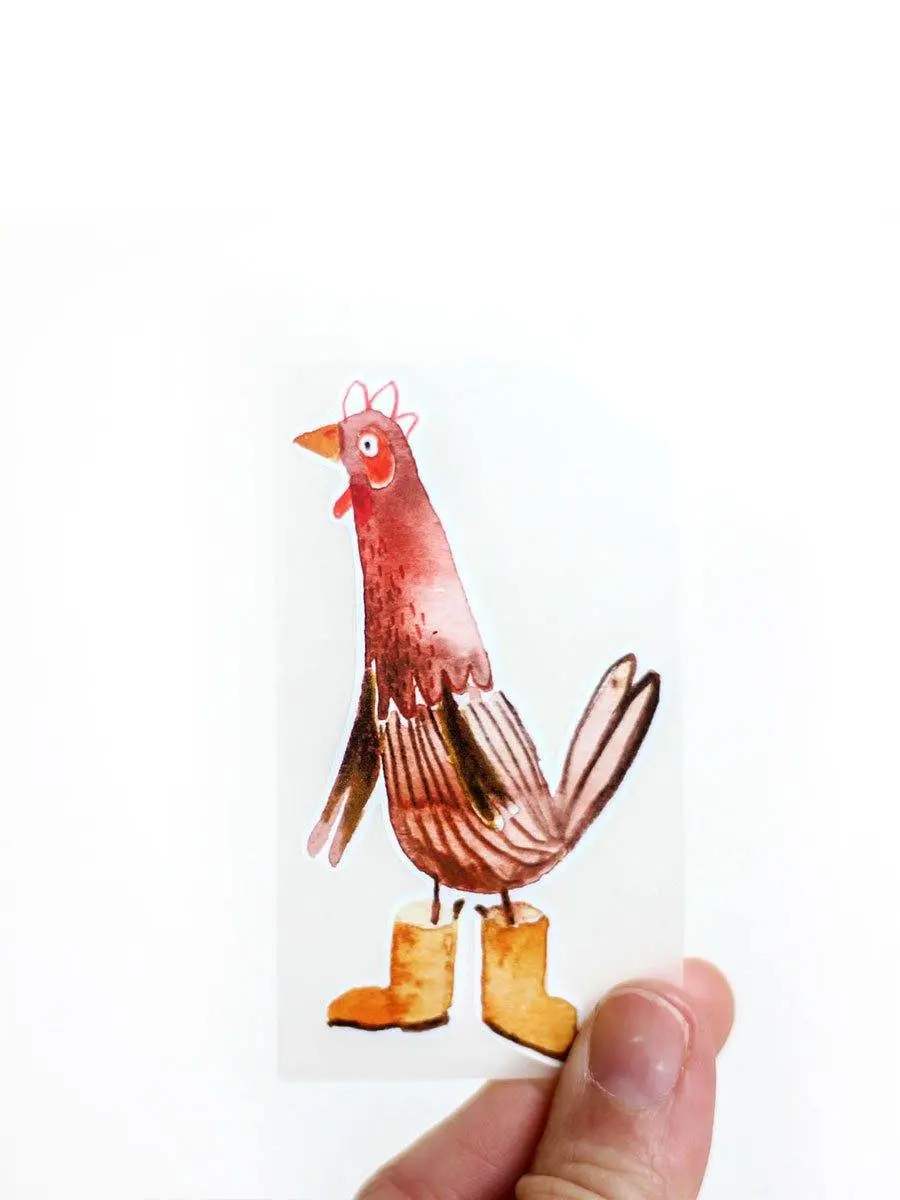 Bügelbild Huhn Mit Gummistiefel 1