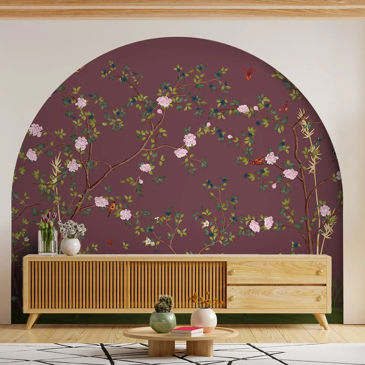 Chinoiserie Whispers: Artful Wall Mural, Customised 1