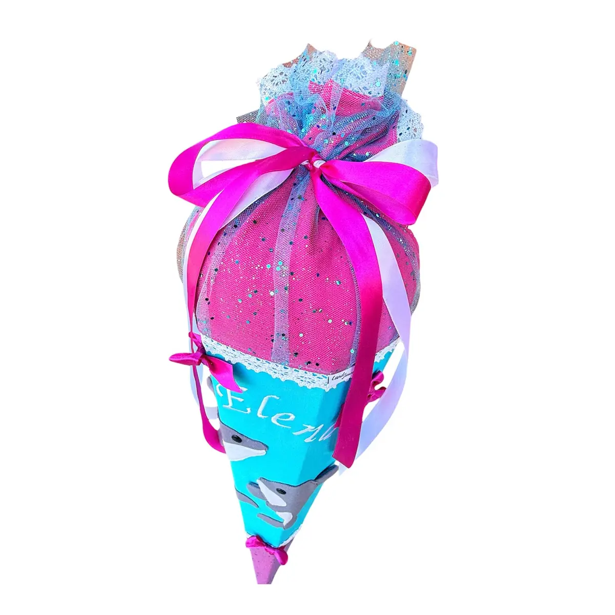 Schultüte Für Mädchen Delphin Glitzer Zuckertüte 70 Cm / 85 Cm Mit Kissen 2