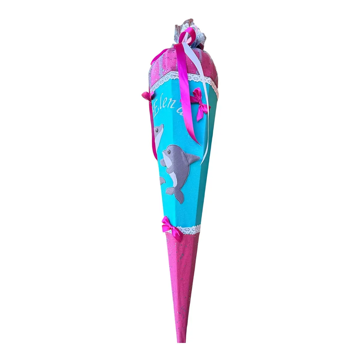 Schultüte Für Mädchen Delphin Glitzer Zuckertüte 70 Cm / 85 Cm Mit Kissen 1
