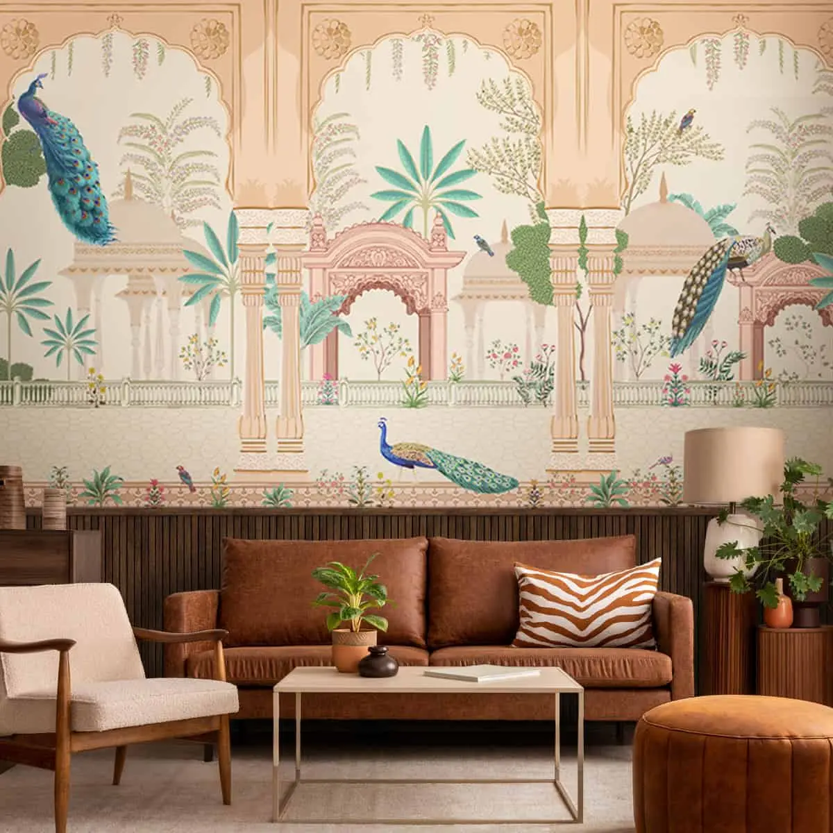 Aangan Indian Theme Wallpaper With Peacocks 1