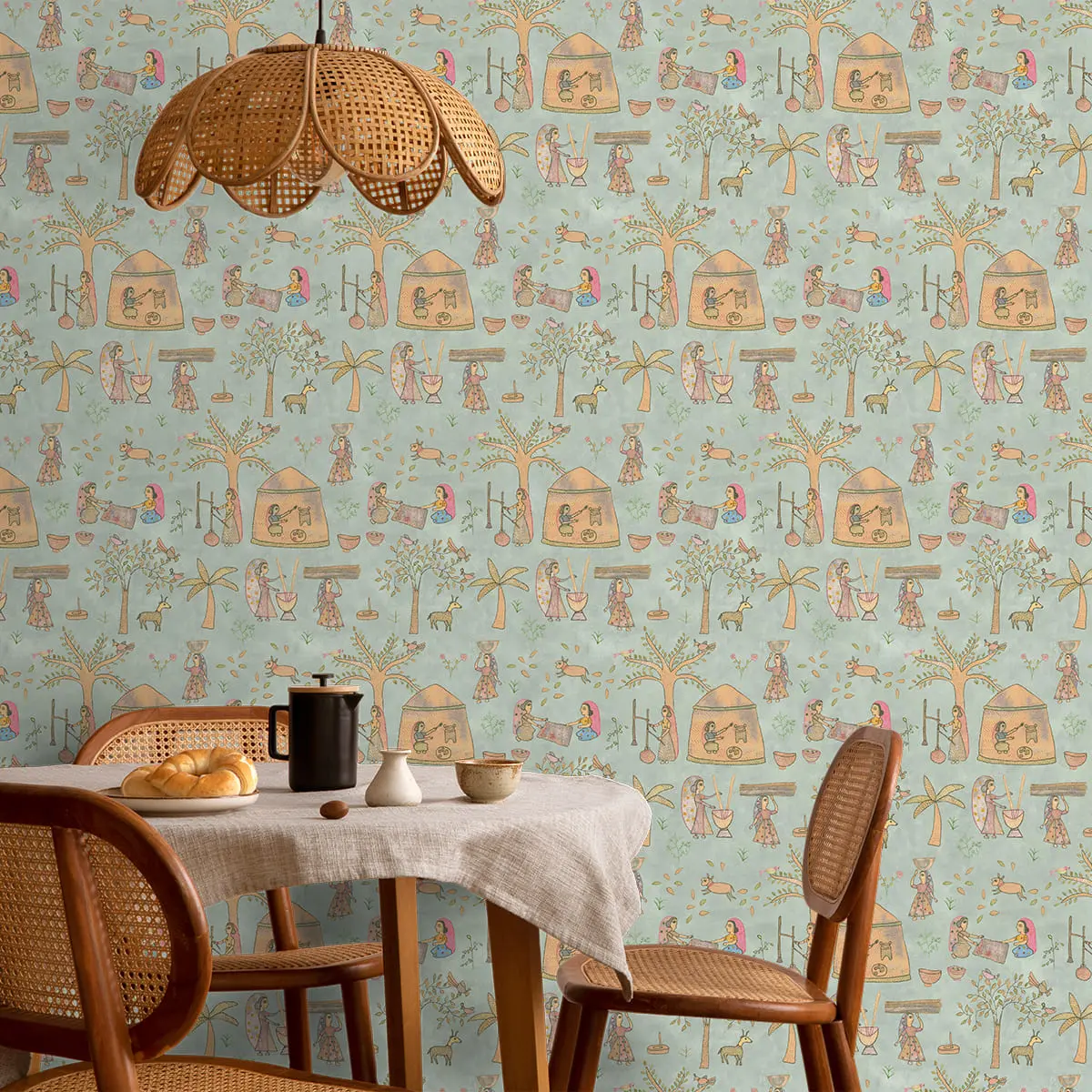 Mithila Indian Sujani Art Sage Wallpaper For Wall 1
