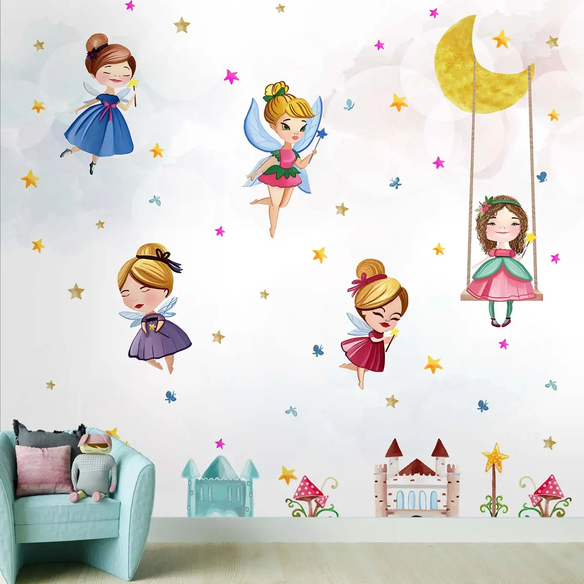 Customised Fairies Wallpaper Theme For Girls Room 1