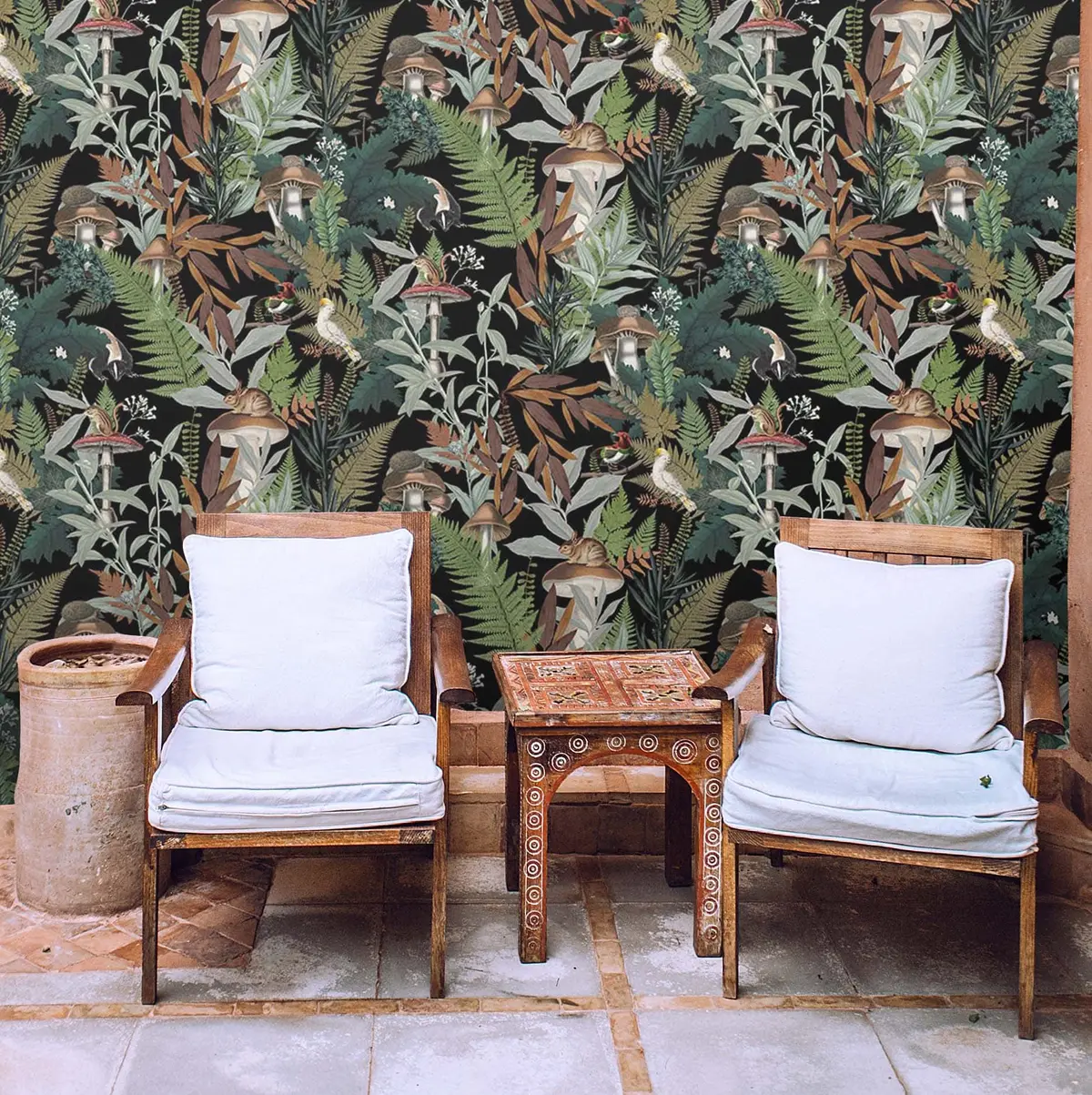 Wilderness, Tropical Jungle Repeat Pattern Wallpaper 1