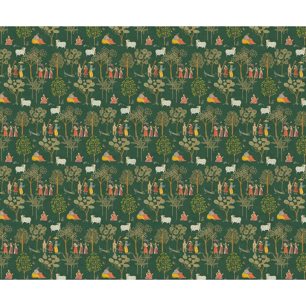 Sangam Radha Krishna Emerald Green Luxury Wallpaper 4