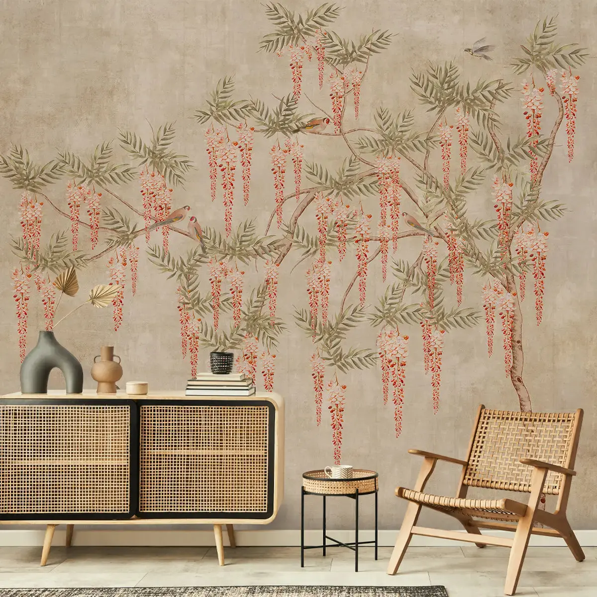Wisteria Dreamscape Artistic Wallpaper Beige 1