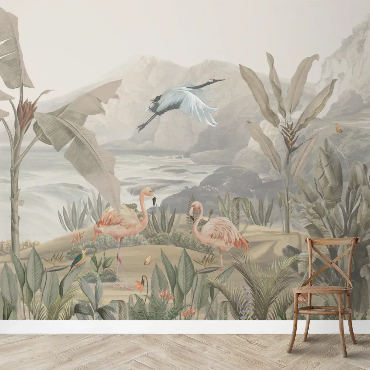 Tropical Jungle Themed Wallpaper, Customised Vintage Style 1