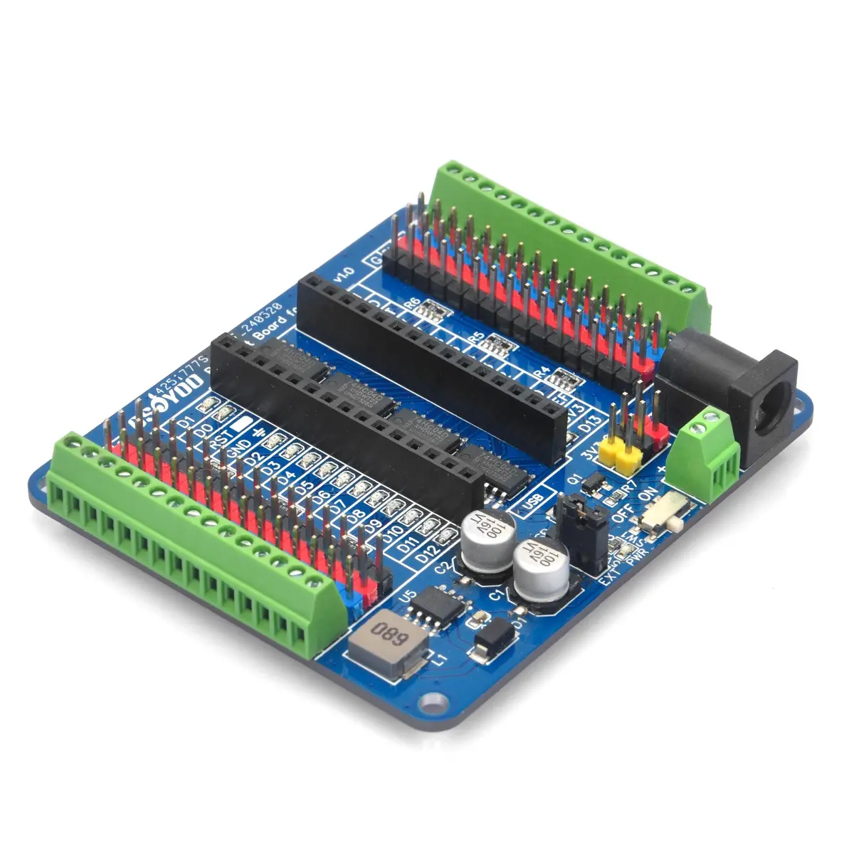 Nano Breakout Board,Gpio Status Led,I/O Shield,Terminal Expansion Block For Arduino Nano, 5V 3.3V Outputs 1
