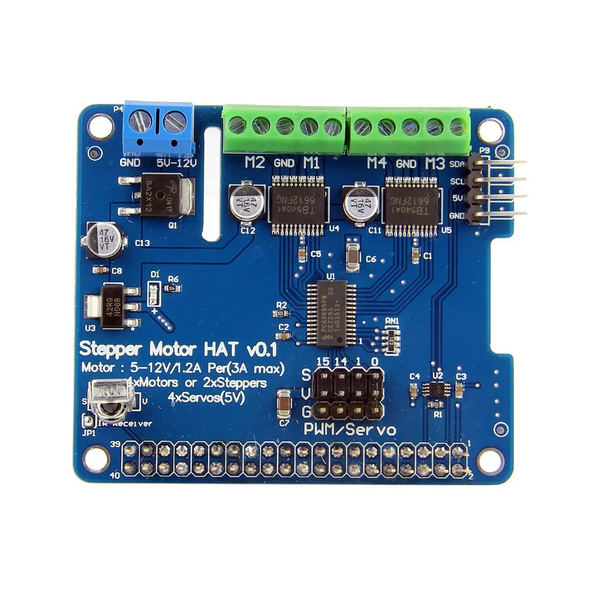 Stepper Motor Hat For Raspberry Pi 3B/3B+/2B/2B+/A+, Motor Controller Drives Two Stepper Motors, Use For Players Diy Robot, Intelligent Car, Mechanical Arm, Intelligent Ptz Etc 1