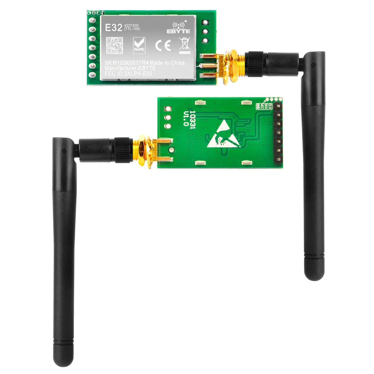 Sx1278 Lora Radio Wireless 433Mhz 410~441Mhz Uart Serial Module Lorawan Transmitter Receiver + 433Mhz 3Dbi Sma Antenna, Compatible With Arduino Stm32 51 Single Chip Microcomputer 1