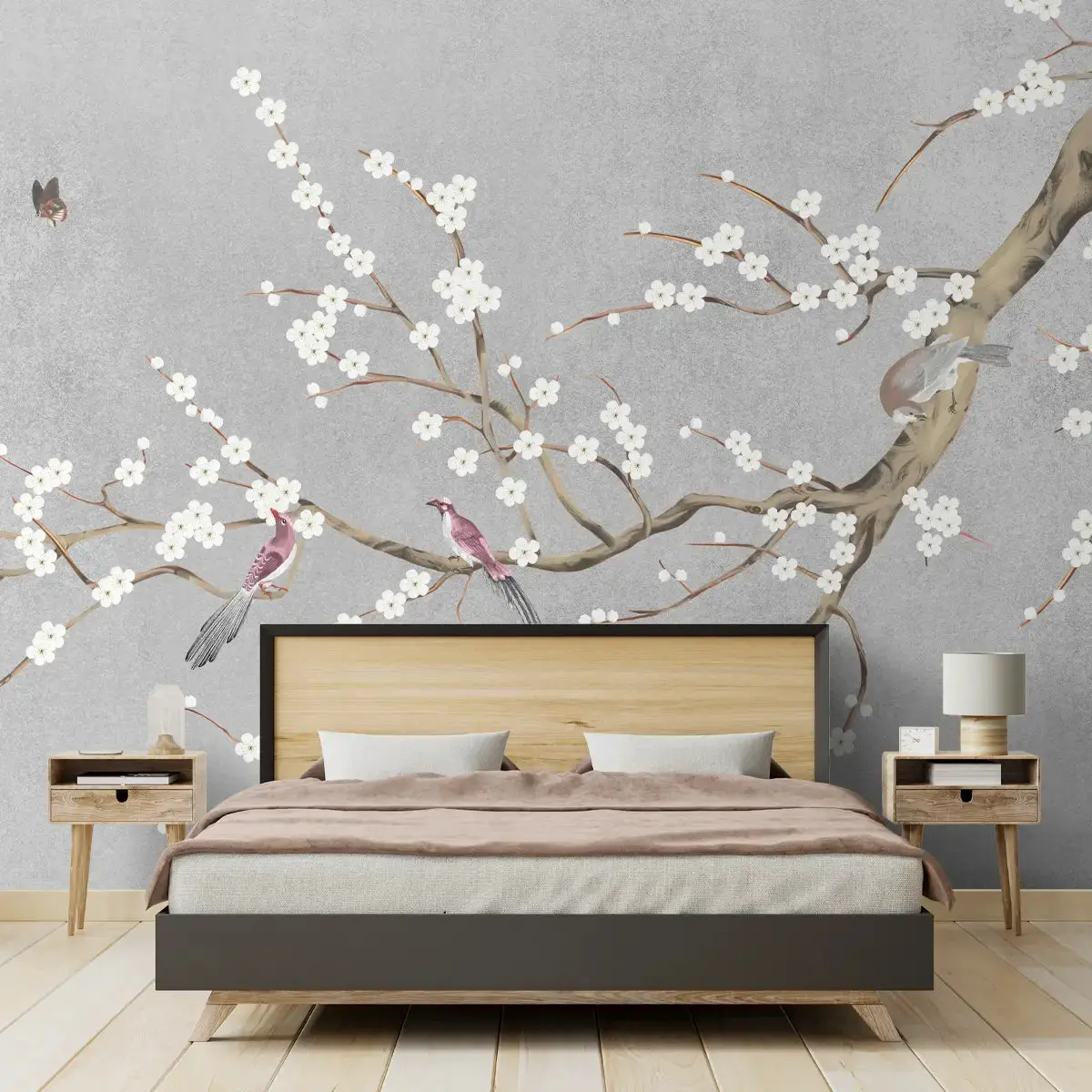 Plum Blossom Chinoiserie Style Wallpaper For Rooms 1