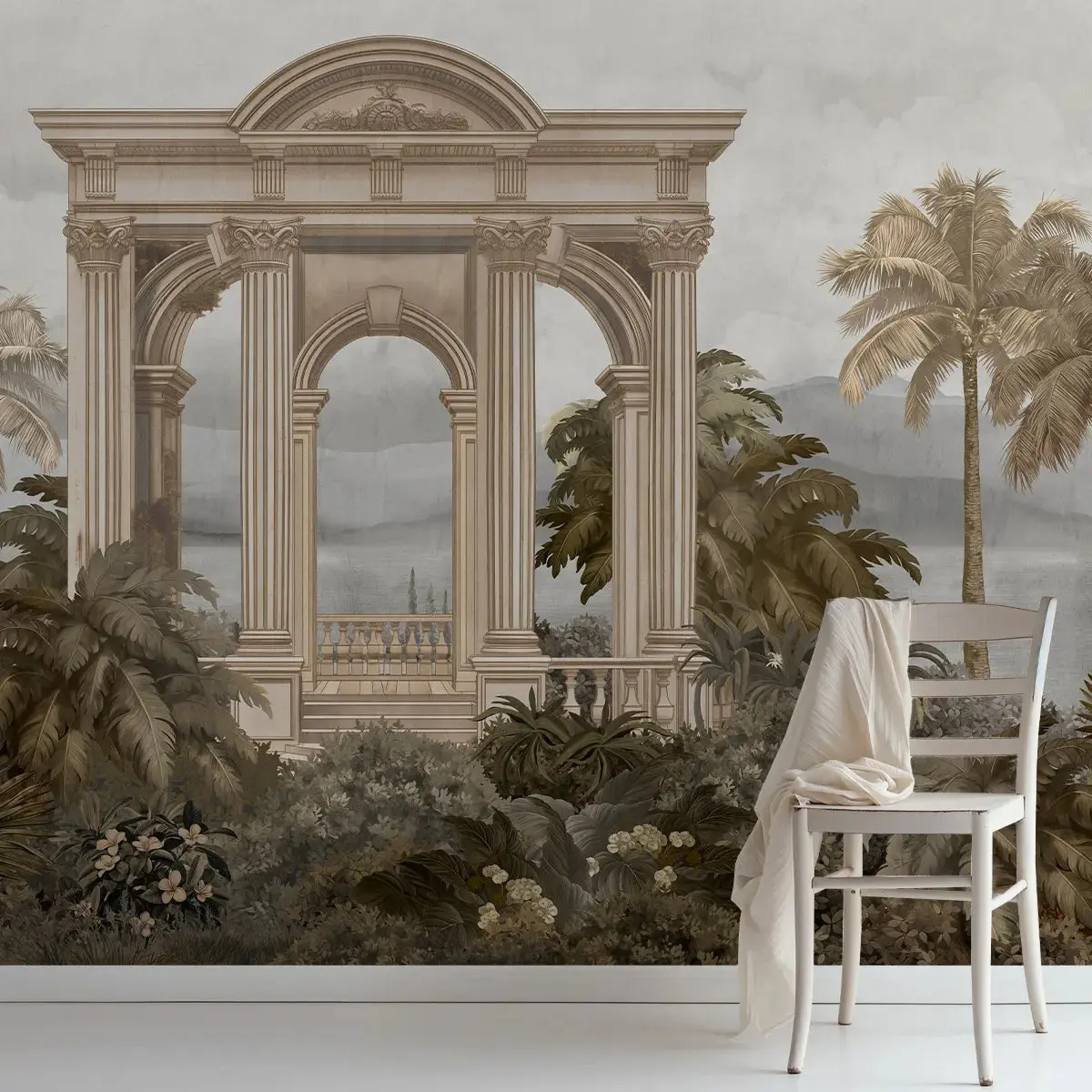 Majestic Foliage Epoch Customised Wallpaper Green & Sepia 1
