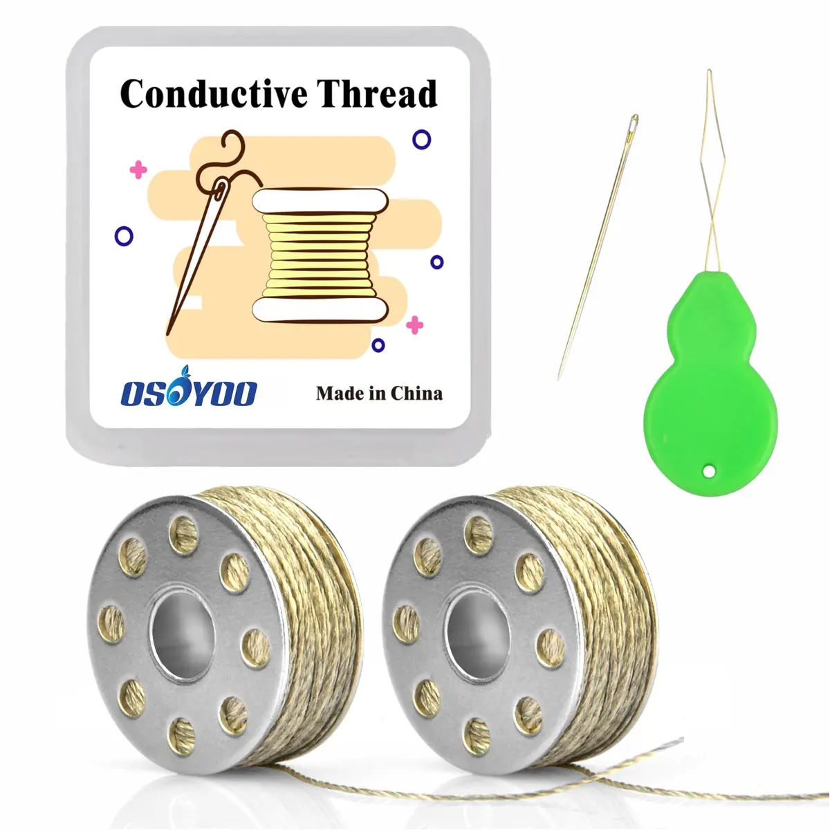 2 Robbins Conductive Thread 65Ft/20M For Arduino Lilypad With Needle Threader 2