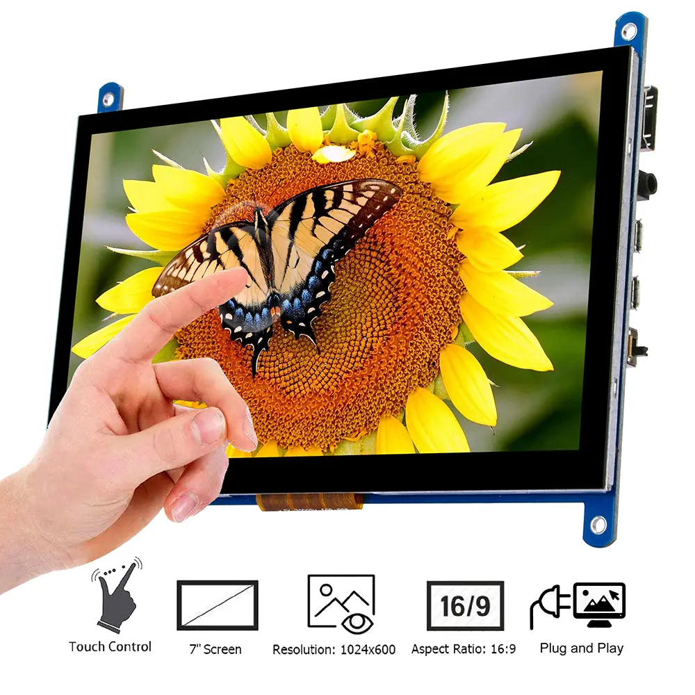 7 Inch Touch Screen Tft Lcd Display Hdmi 1024X600 Driver Free For Raspberry Pi,Computer,Tv Box,Dvr,Game Device 1