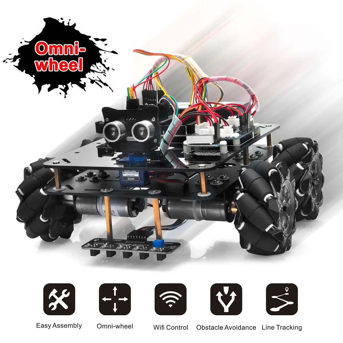 Mecanum Wheel Metal Chassis Robot Car For Arduino Mega2560 1