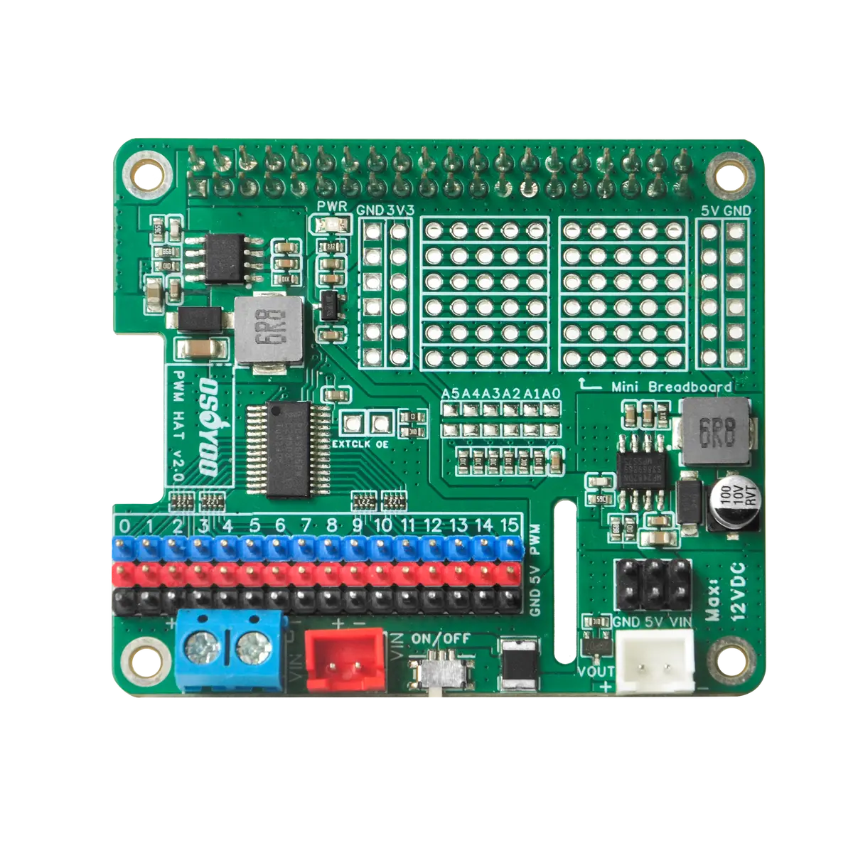 Osoyoo Pwm I/O Hat For Raspberry Pi Model#2021002800 1