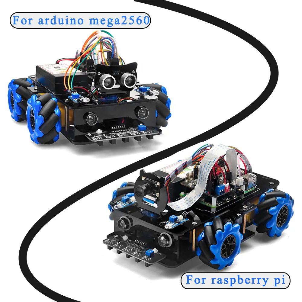 Blue Acrylic Mecanum Wheel Rrobot Car For Arduino Mega2560/ Raspberry Pi 1