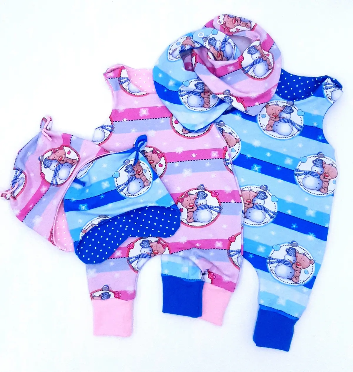 Schneemann Blau 3Er Set Strampler 4