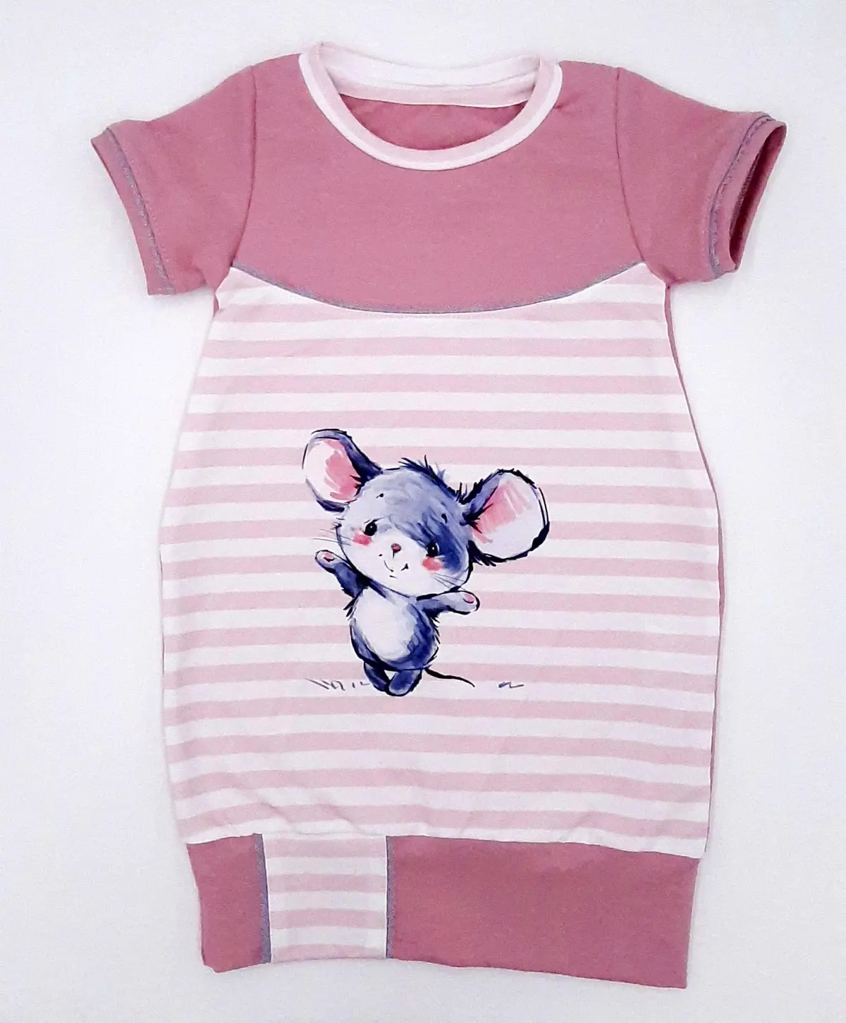Maus Streifen Altrosa Longkleid 1