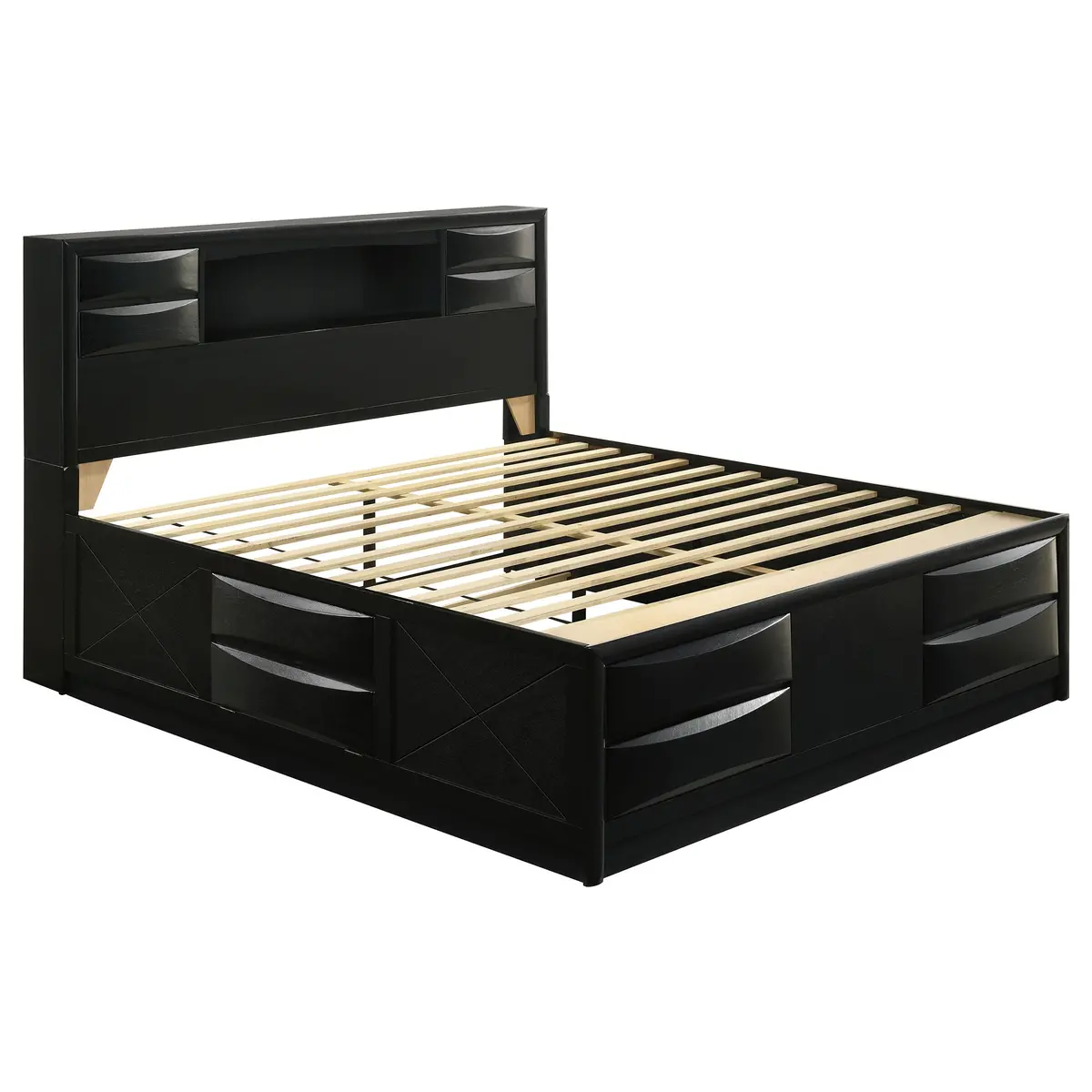 Briana Bookcase Platform Storage Bed 2