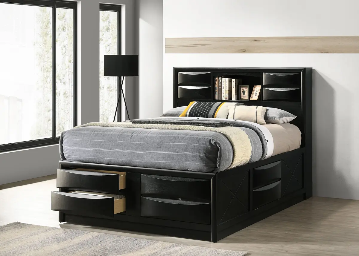 Briana Bookcase Platform Storage Bed 2