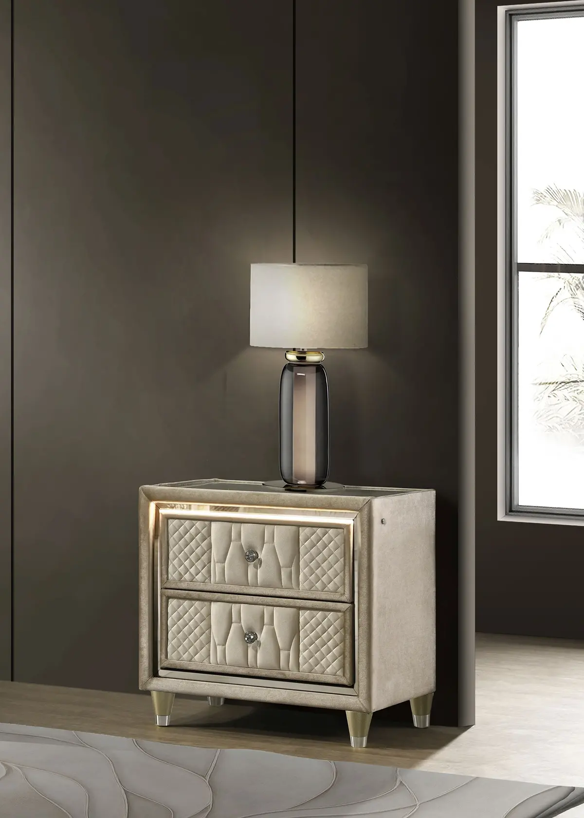 Lorient Nightstand With Led Lighting 2