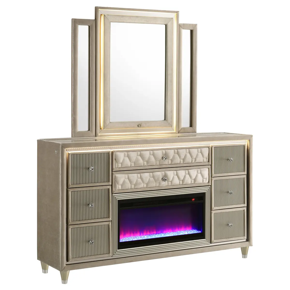Lorient Led Dresser With Led Mirror And Flame Visualizer 1