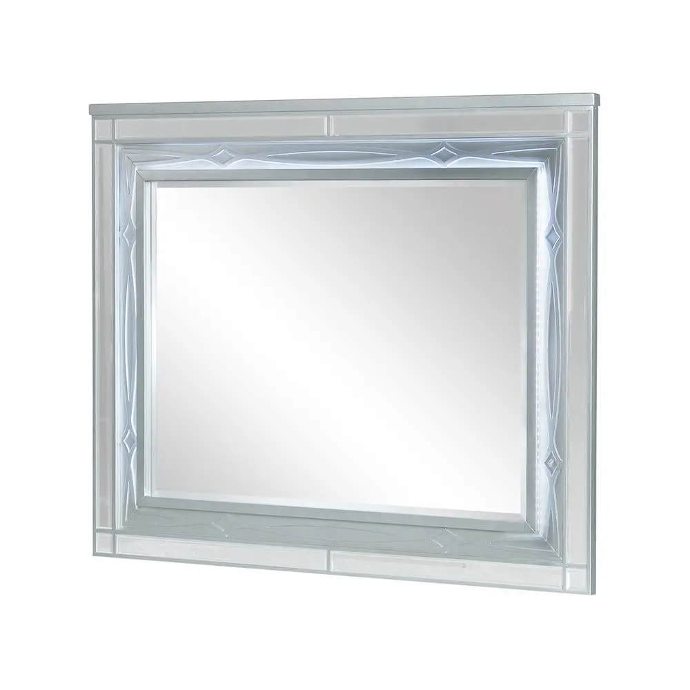 Gunnison Dresser Mirror With Led Lighting Silver Metallic 1