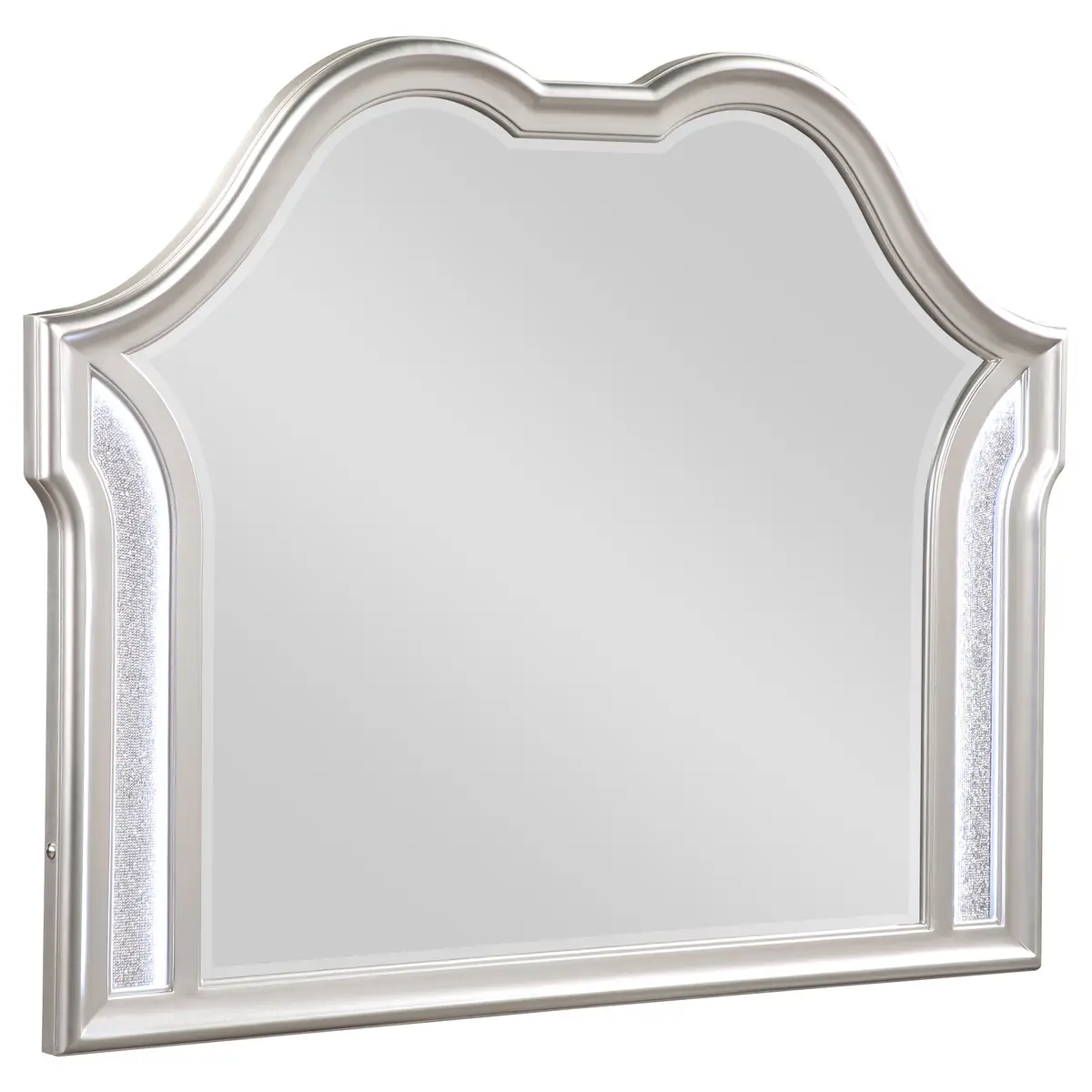 Evangeline Camel Top Dresser Mirror Silver Oak 1