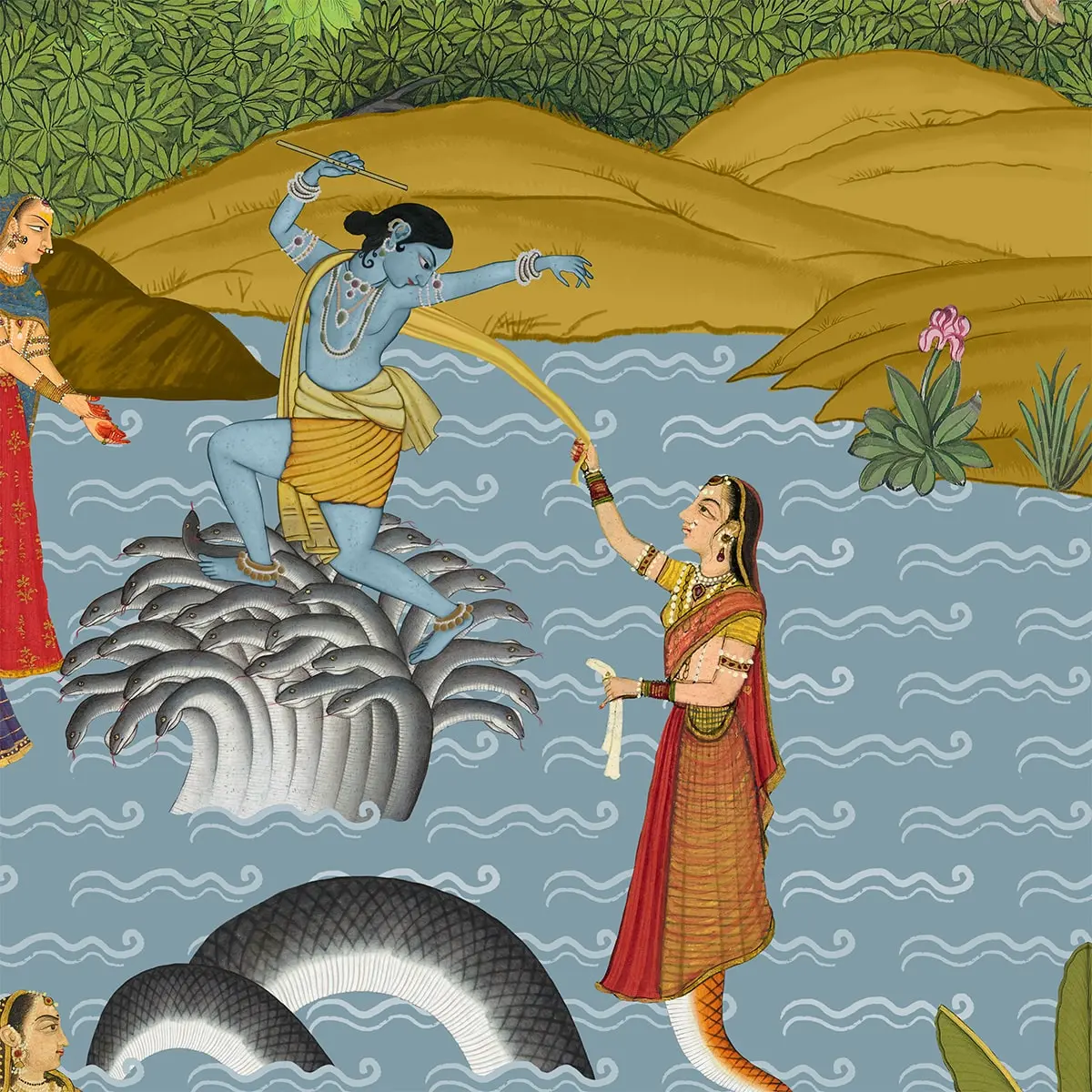 Krishna Leela Wallpaper In Suneherii Collection 5