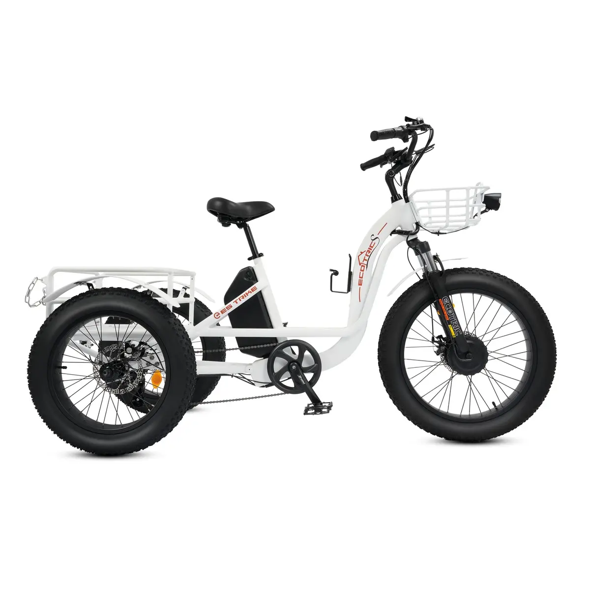 Ecotric 750W Tricycle 48V Fat Tire F/R 24"X4"/20"X4"Electric Bike 1