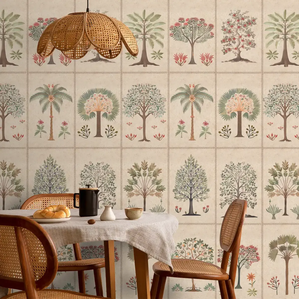 Beige Botanical Bliss Wallpaper Customised For Walls 1