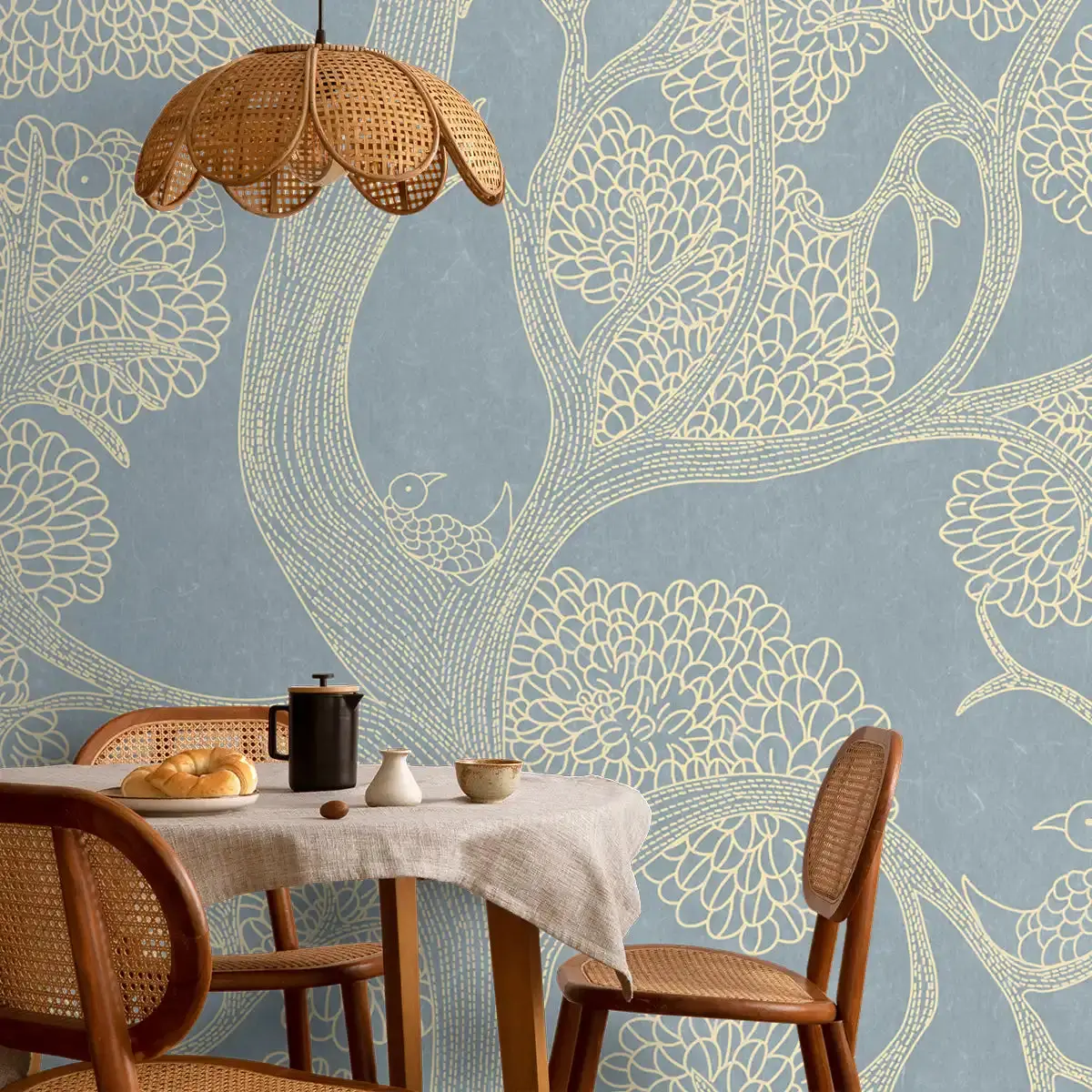 Suhani Indian Madhubani Art Light Blue Wallpaper 1
