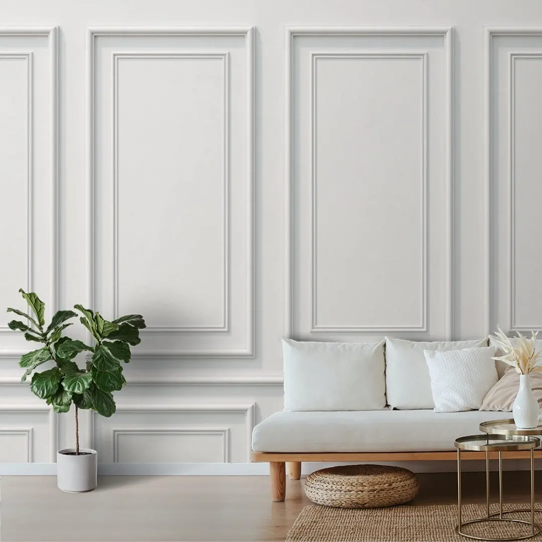 3D Moulding Wall Panel Theme Wallpaper, Grey, Customised 1