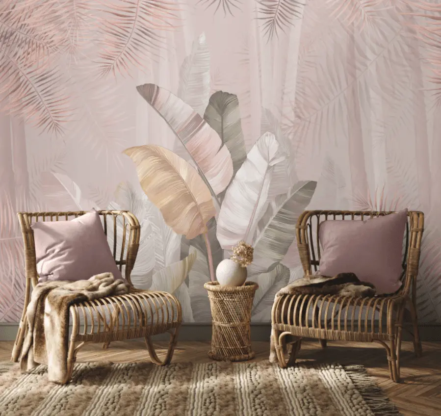 Pallav, A Champagne Pink Colors Tropical Wallpaper 1