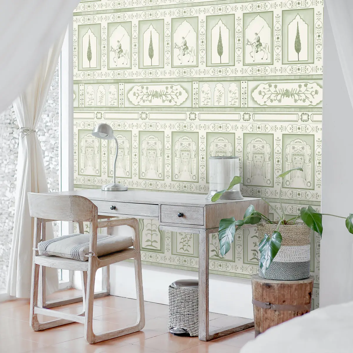 Rajmahal Indian Room Wallpaper Design Light Green 1