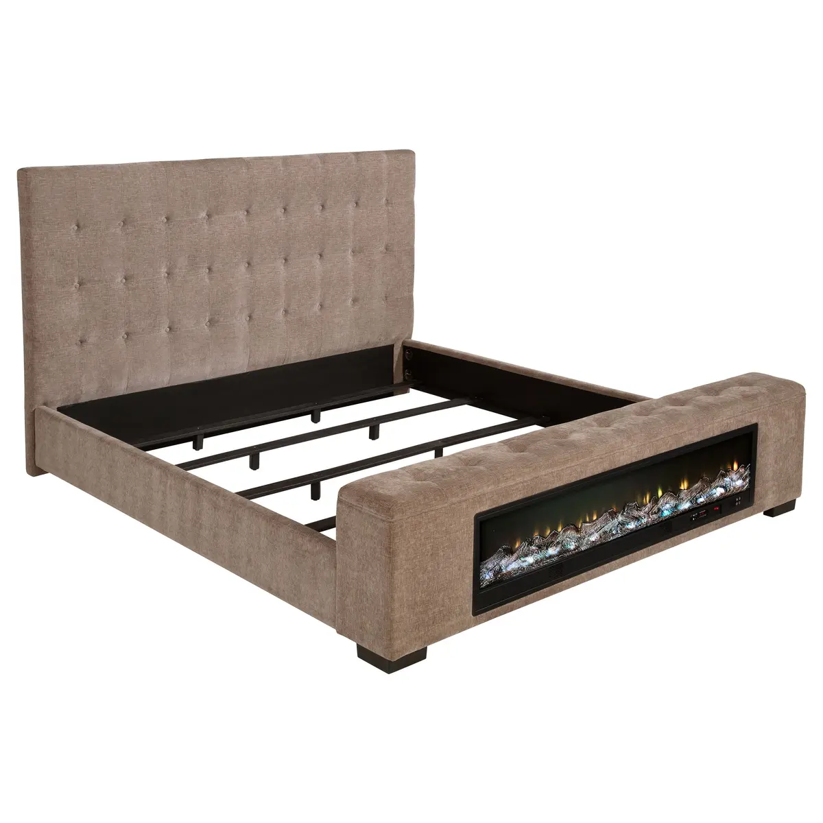 Senna Panel Bed With Bluetooth Speaker And Flame Visualizer 2