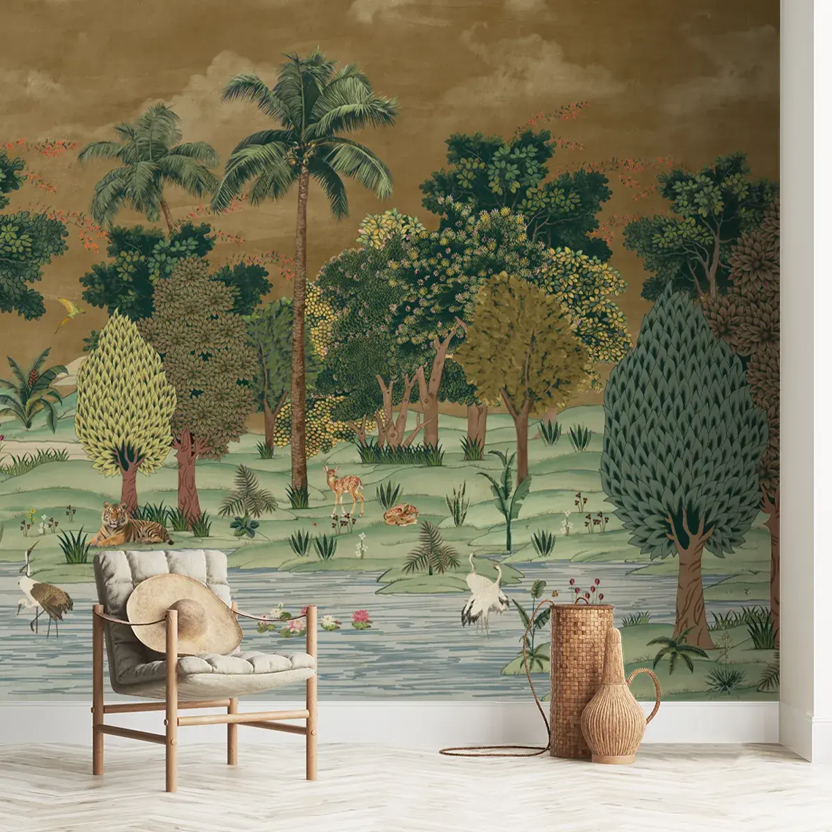 Ran Shringar Wallpaper Depicting Ranthambore Forest, Muddy Brown 1