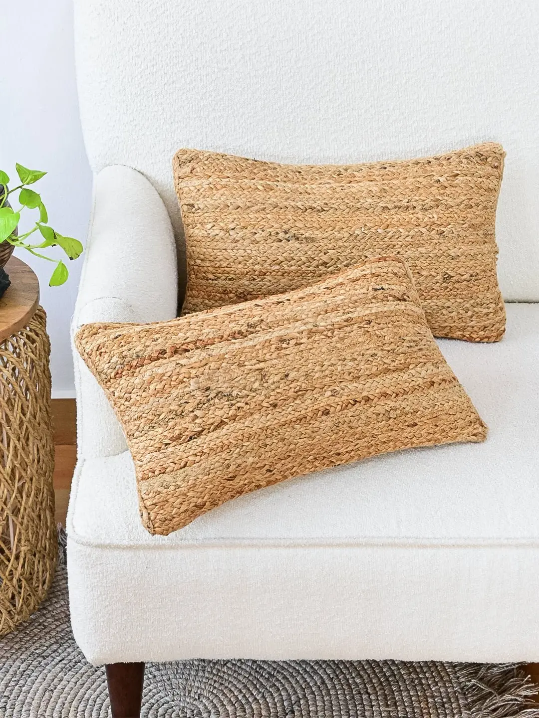 Bellary- Lumbar Cushion Cover - Jute Braided 1