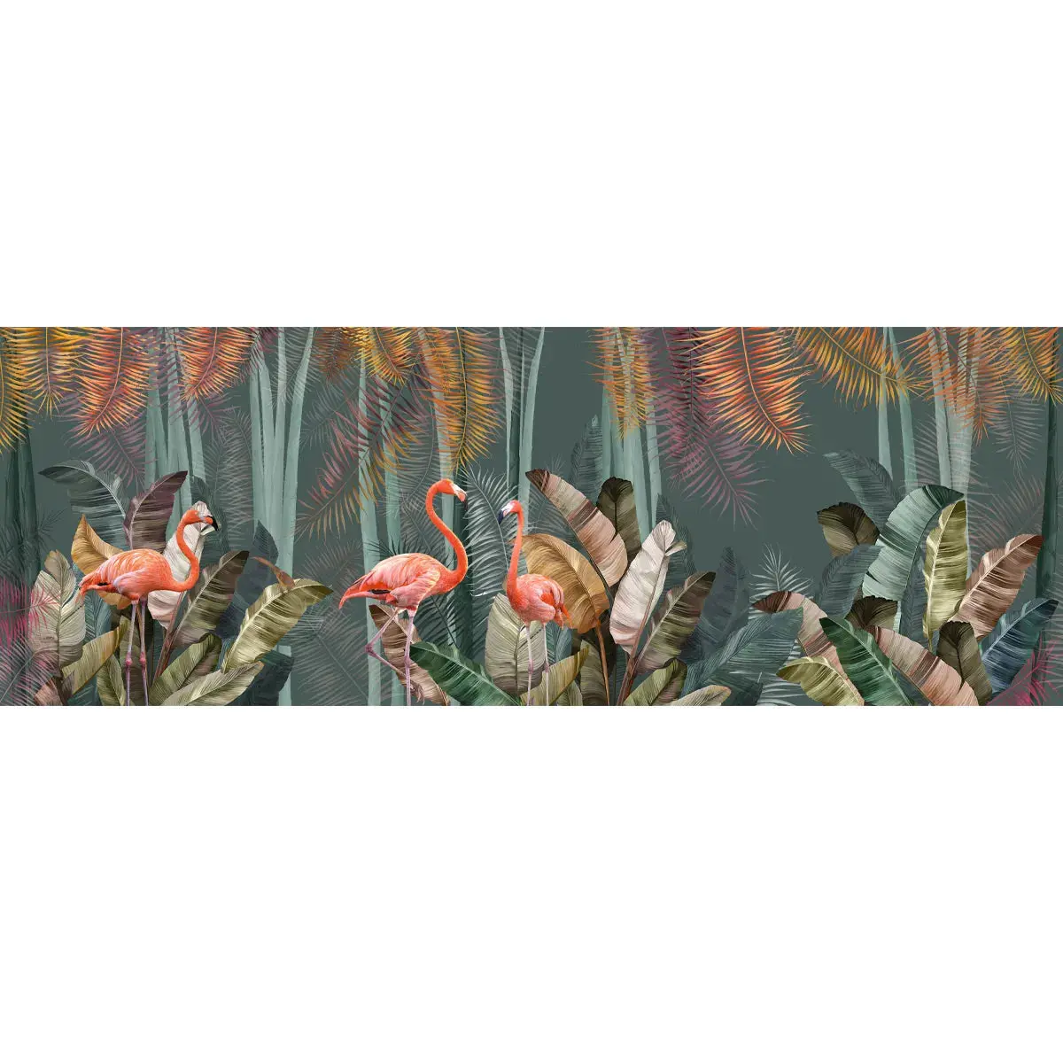 Pink Flamingos In Tropical Jungle Wallpaper For Rooms 3