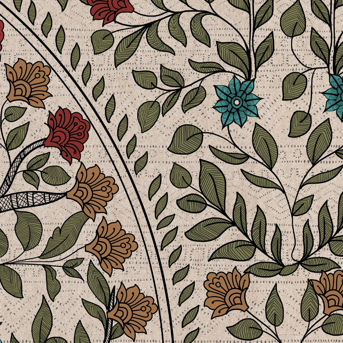 Anant Madhubani Design Customised Wallpaper Mural 4