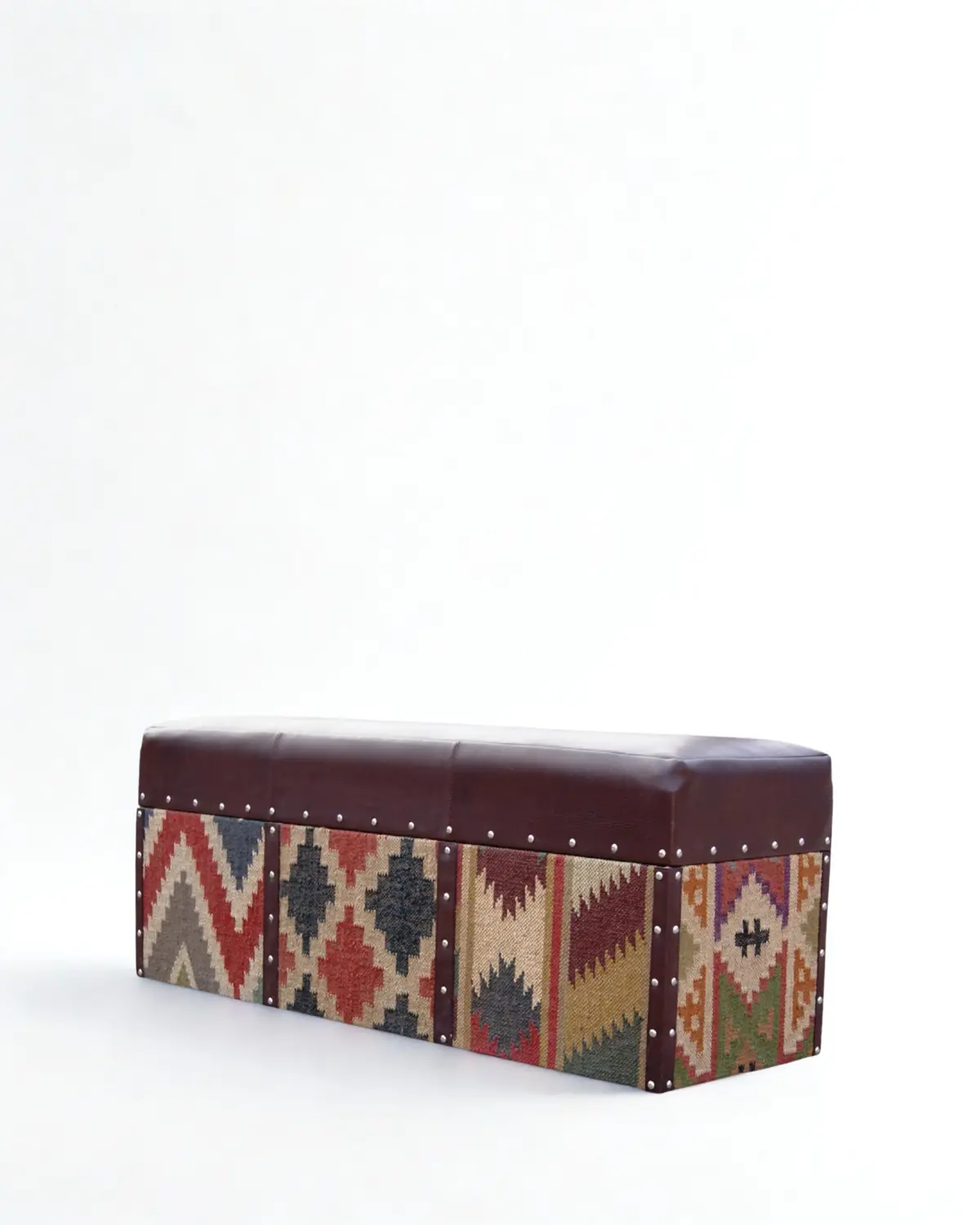 Eiffel Trunk Ottoman In Kilim And Leather 2