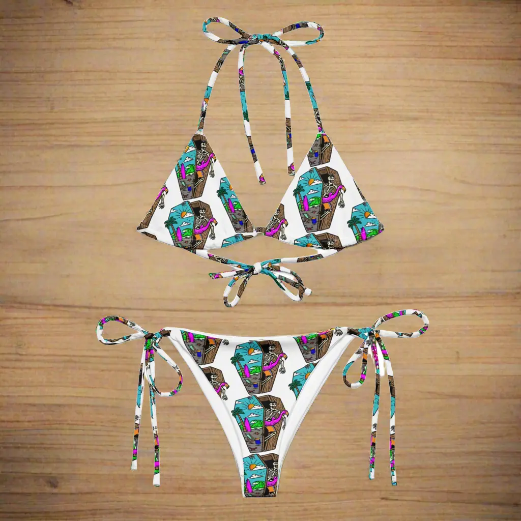 Death Pool All-Over Print Recycled String Bikini 10