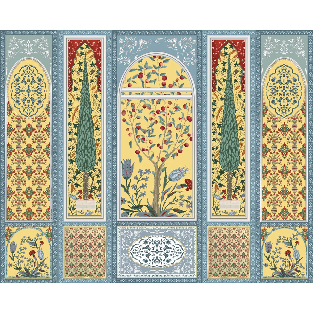 Shalimar Mughal Inspired Colorful Yellow Wallpaper 4
