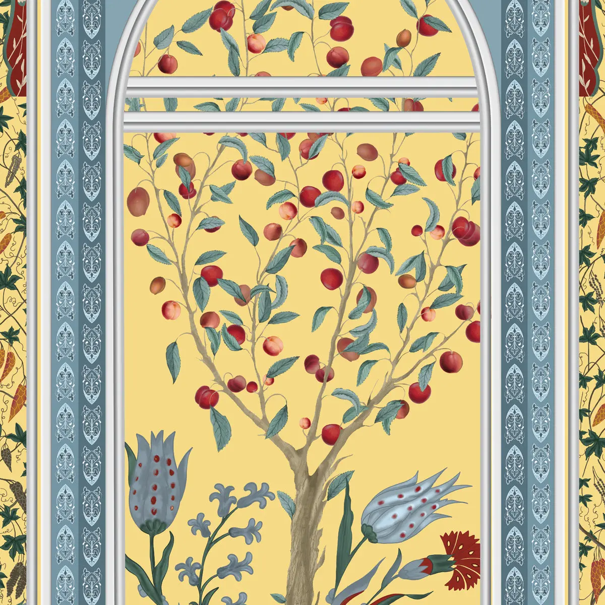 Shalimar Mughal Inspired Colorful Yellow Wallpaper 5