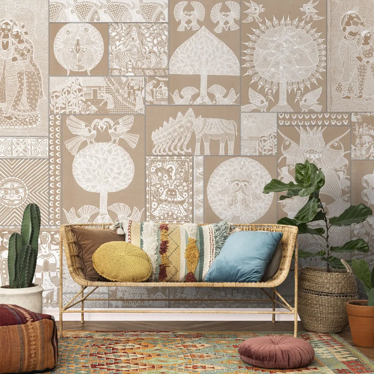 Geet Madhubani Wallpaper Clay Beige Color 1