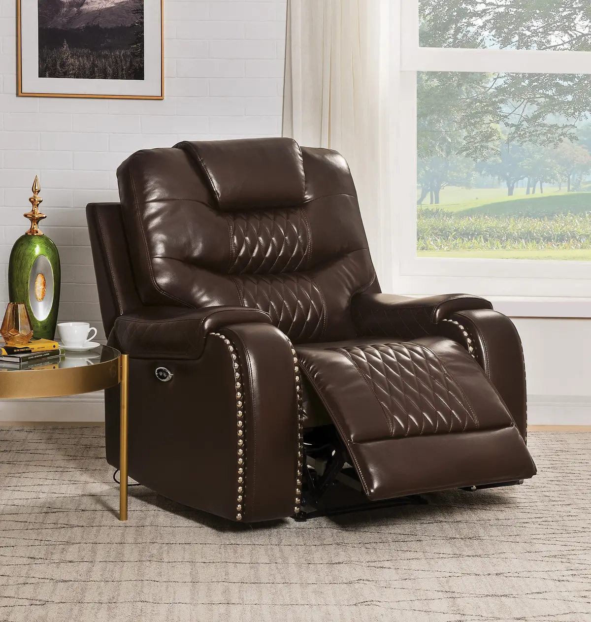 Braylon Brown Pu Recliner (Power Motion) 1