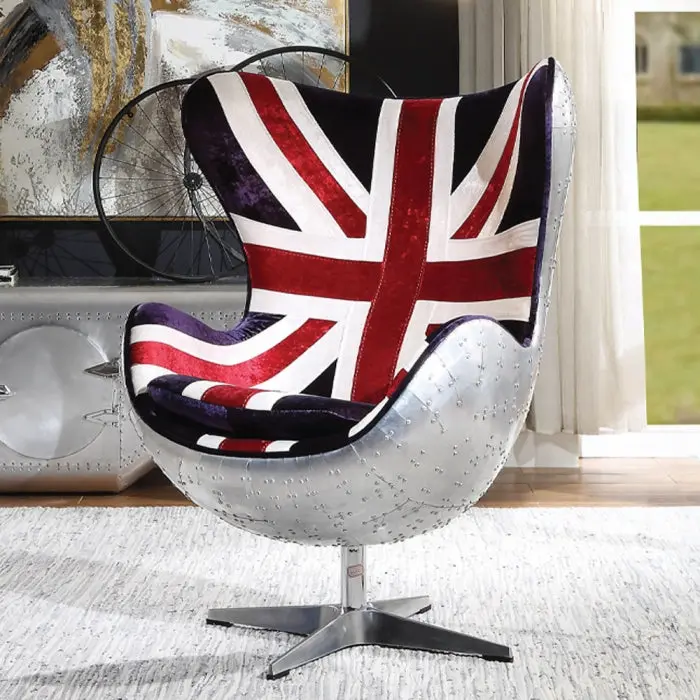 Brancaster British Flag Accent Chair With Swivel 1